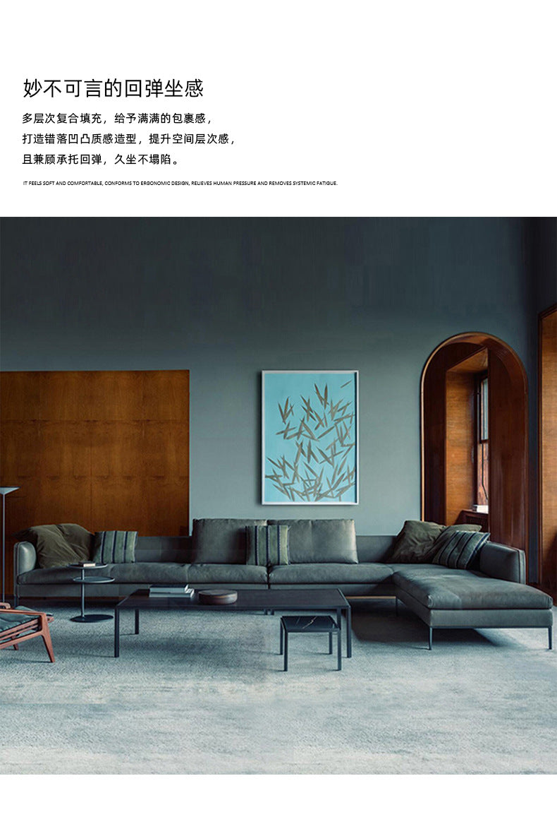 Italian Minimalist Genuine Leather Sofa Light Luxury Simple Modern Latex Nordic Down Living Room Combination Small Apartment Sofa Shipping and tax not included