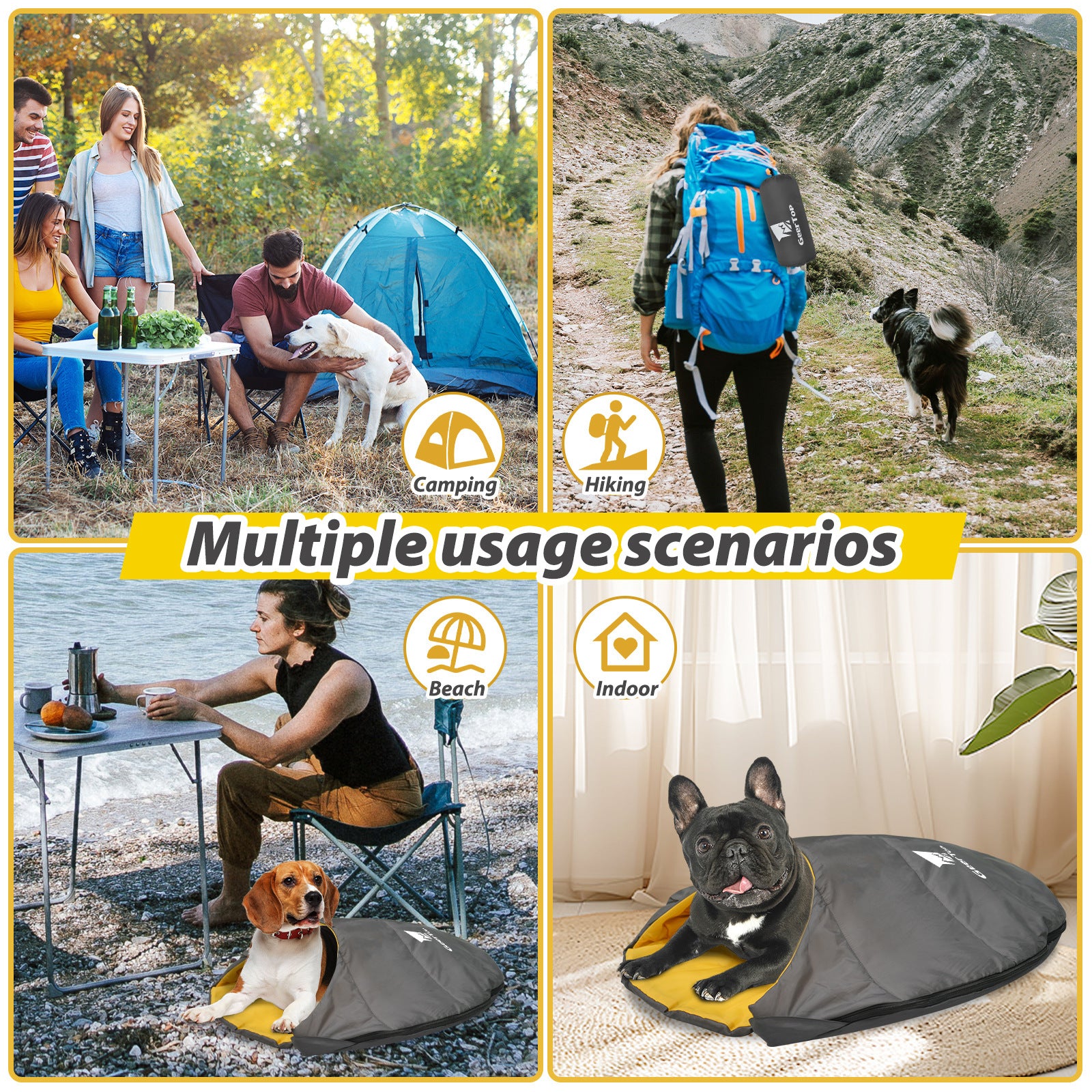 New Pet Sleeping Bag Outdoor Camping Dog Cat Nest Semi-Enclosed Waterproof Portable Winter Warm Sleeping Bag Foldable