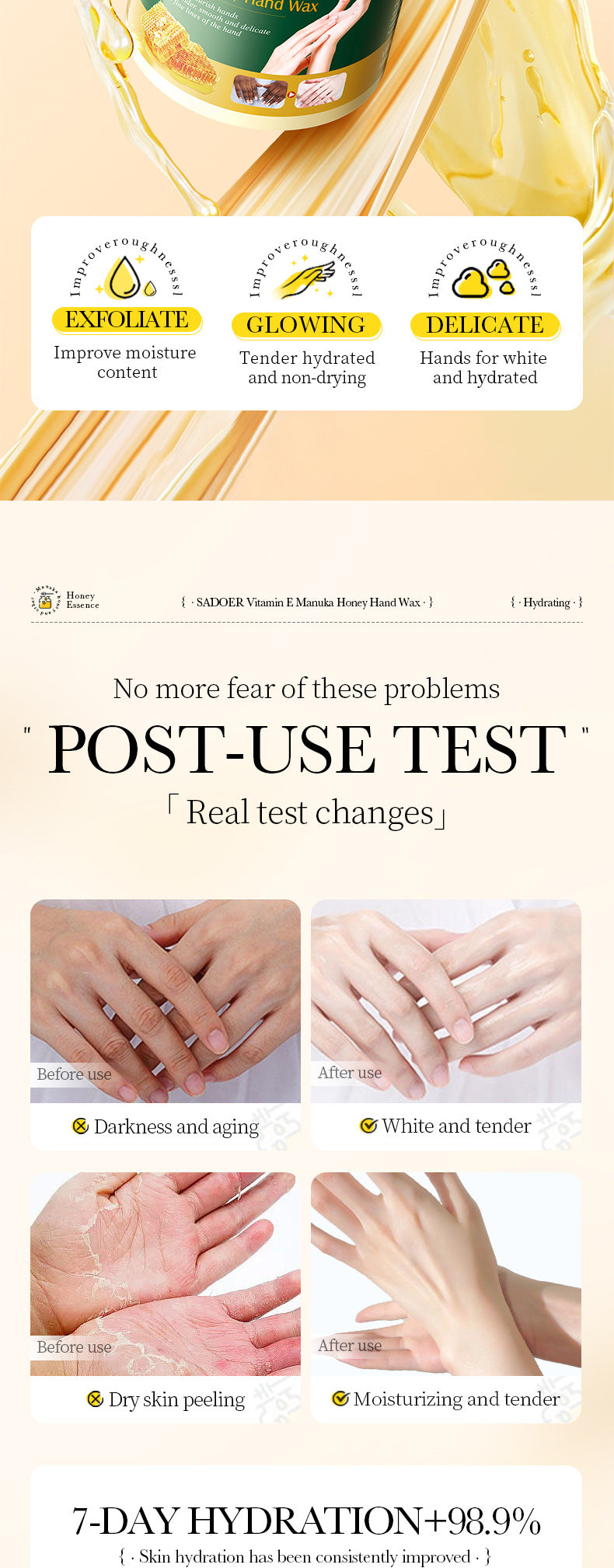 Honey Hand Wax170gBIOAOUA Vitamin E Moisturizing and Nourishing Hand Care Cross-Border Wholesale