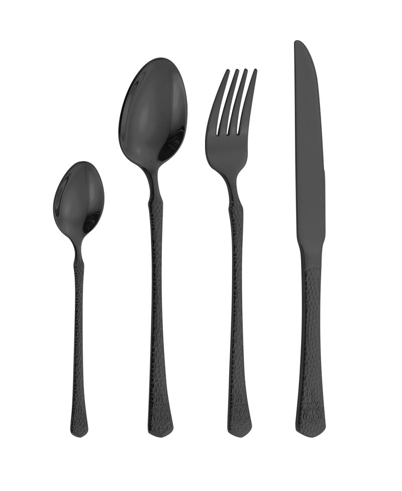 410Stainless Steel Tableware Hotel Restaurant Hammered Knife Fork Spoon24Set of High-End Western Cuisine Embossed Steak Knives and Forks