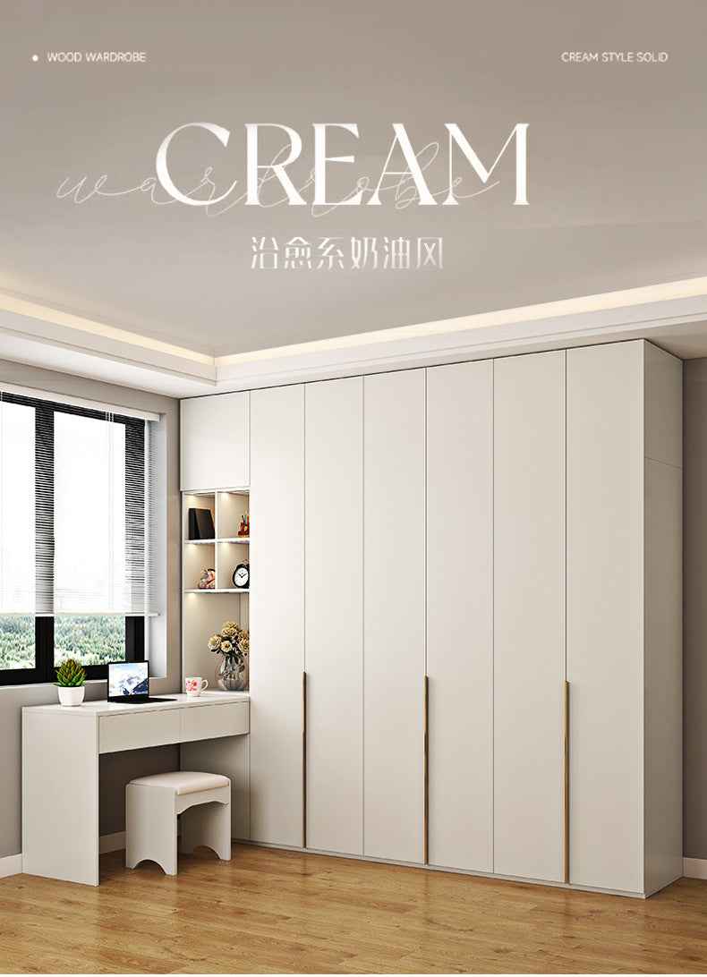 Wardrobe Solid Wood Hanging Area Multi-Bedroom Home Eco-Board Children's Room Corner Computer Desk Desk Cabinet Integrated Wardrobe