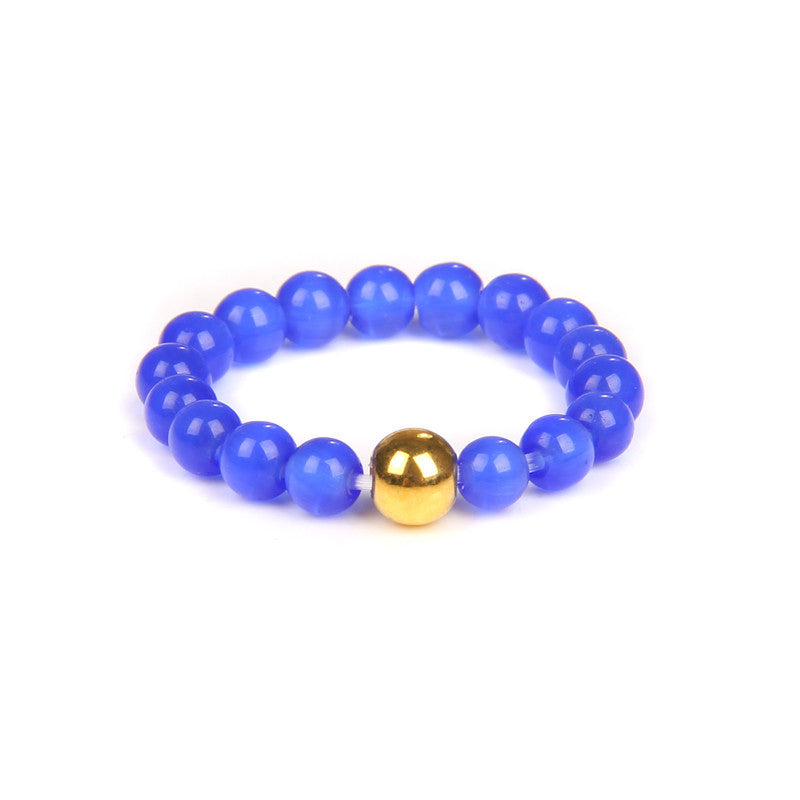 Women's Amethyst Cat's Eye Ring Natural Stone Bead Ring Handmade Elastic Ring4mm Crystal Angel Stone Ring