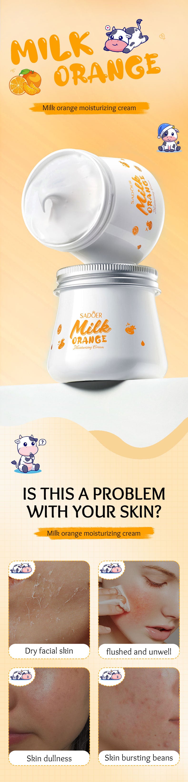 Milk Fruit Cream SADOER Smooth and delicate hydrating skin moisturizing cream cross-border foreign trade wholesale