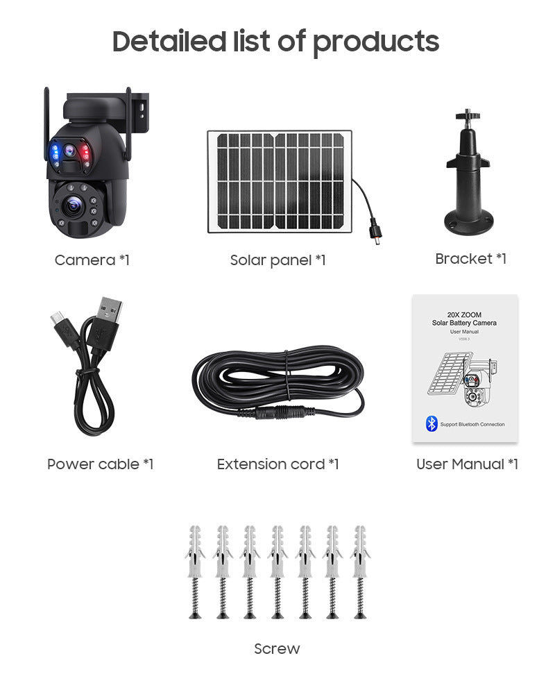 Factory direct sales4G Binocular6MP HD Outdoor Gun Ball Solar Camera202x Zoom Night Vision Camera