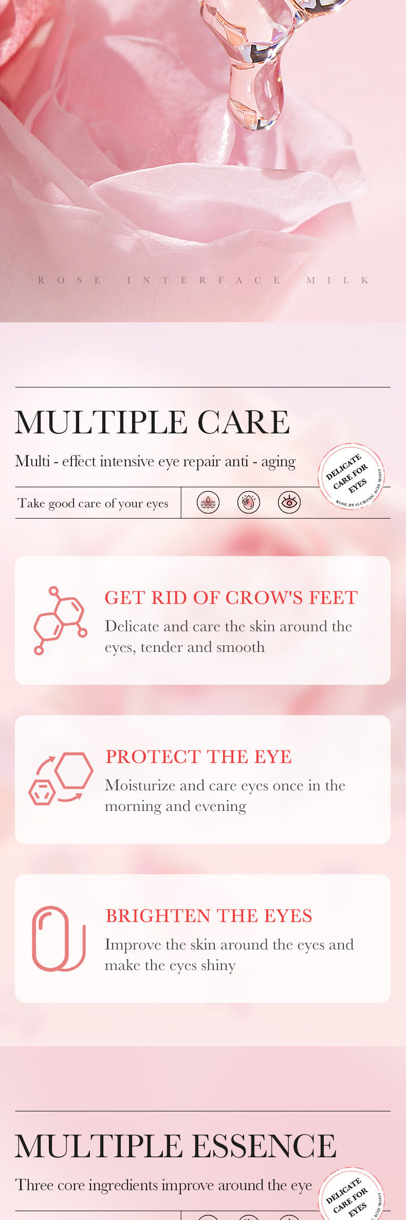 foreign trade BIOAOUA Rose Hyaluronic Acid Moisturizing Eye Mask Hydrating and Moisturizing Eye Mask Wholesale