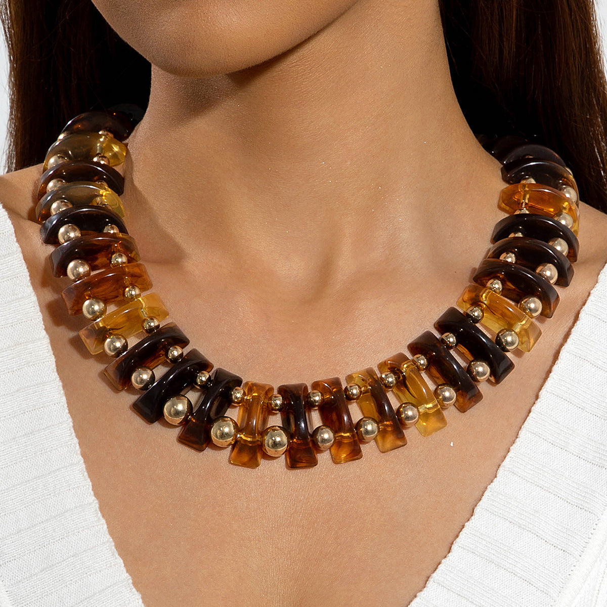 European and American Fashion Trend Exaggerated Necklace Geometric personalized handmade beaded Bohemian style necklace
