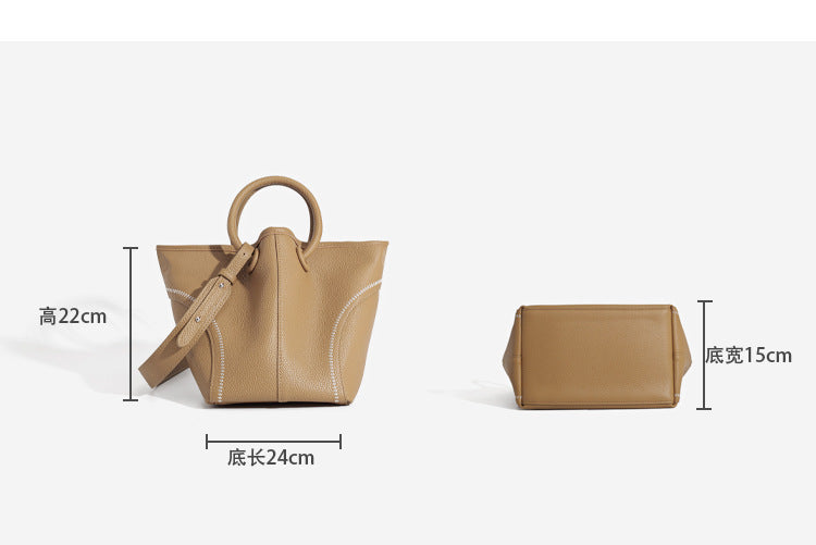 Niche Design Commuter Basket Handbag Tote Bag2024New style lazy style single shoulder bag, soft leather crossbody bag for women