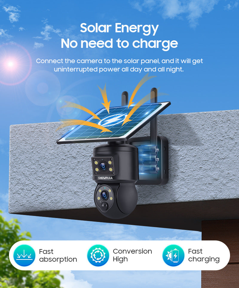 4G Wireless Solar Surveillance Camera Bullet Remote Early Warning6MP HD Night Vision Outdoor Camera