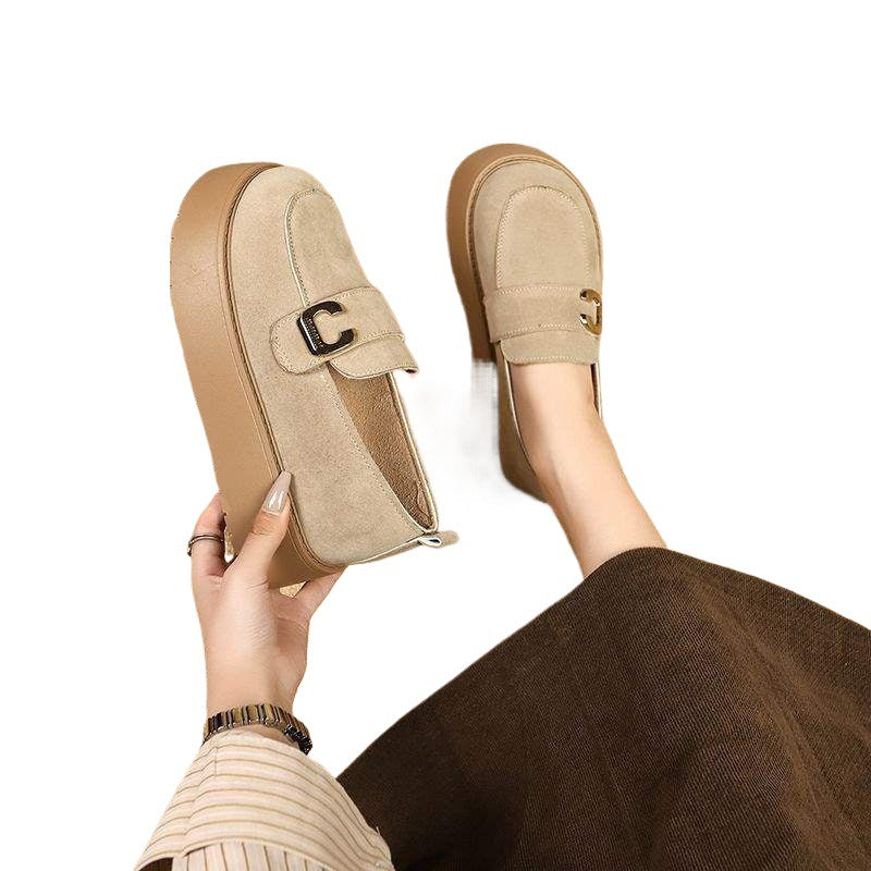 Women's Thick-Soled Birkenstock Shoes2025New Spring Retro Slip-On Lazy Casual Loafers Warm Birkenstock Single Shoes
