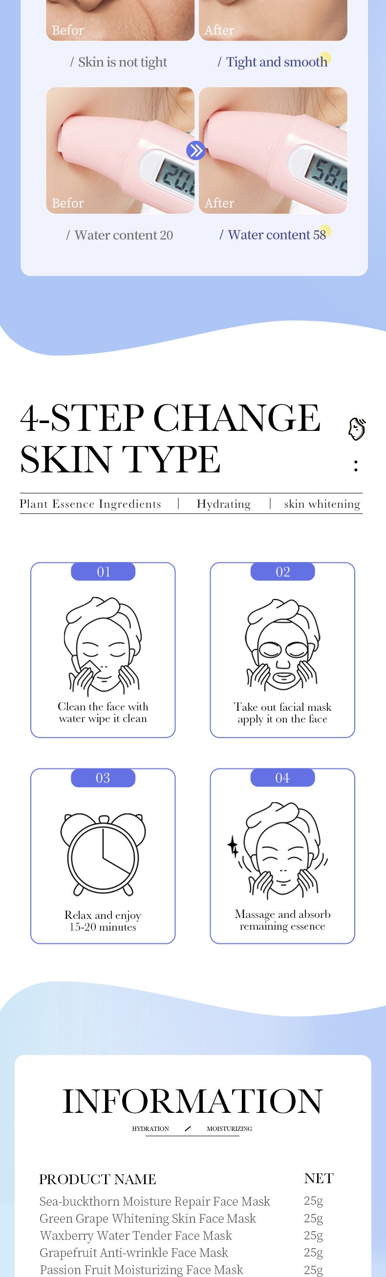 Fruit Mask25g ZOZU Bayberry Hydrating Sea Buckthorn Fruit Moisturizing Green Grape Skin Rejuvenation Cross-Border Wholesale