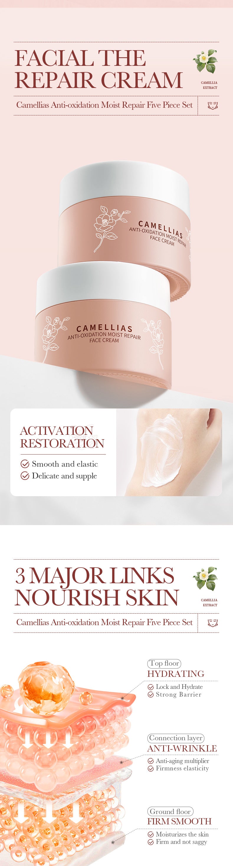 Full English Camellia Five-piece Set BIOAOUA Hydrating and Moisturizing Skincare Set  Wholesale