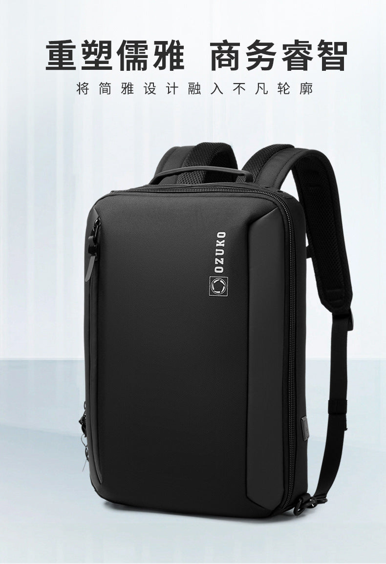 OZUKO Business Backpack Double Shoulder Laptop Bag for Men Lightweight Handheld College Student Commuting Waterproof Notebook Backpack