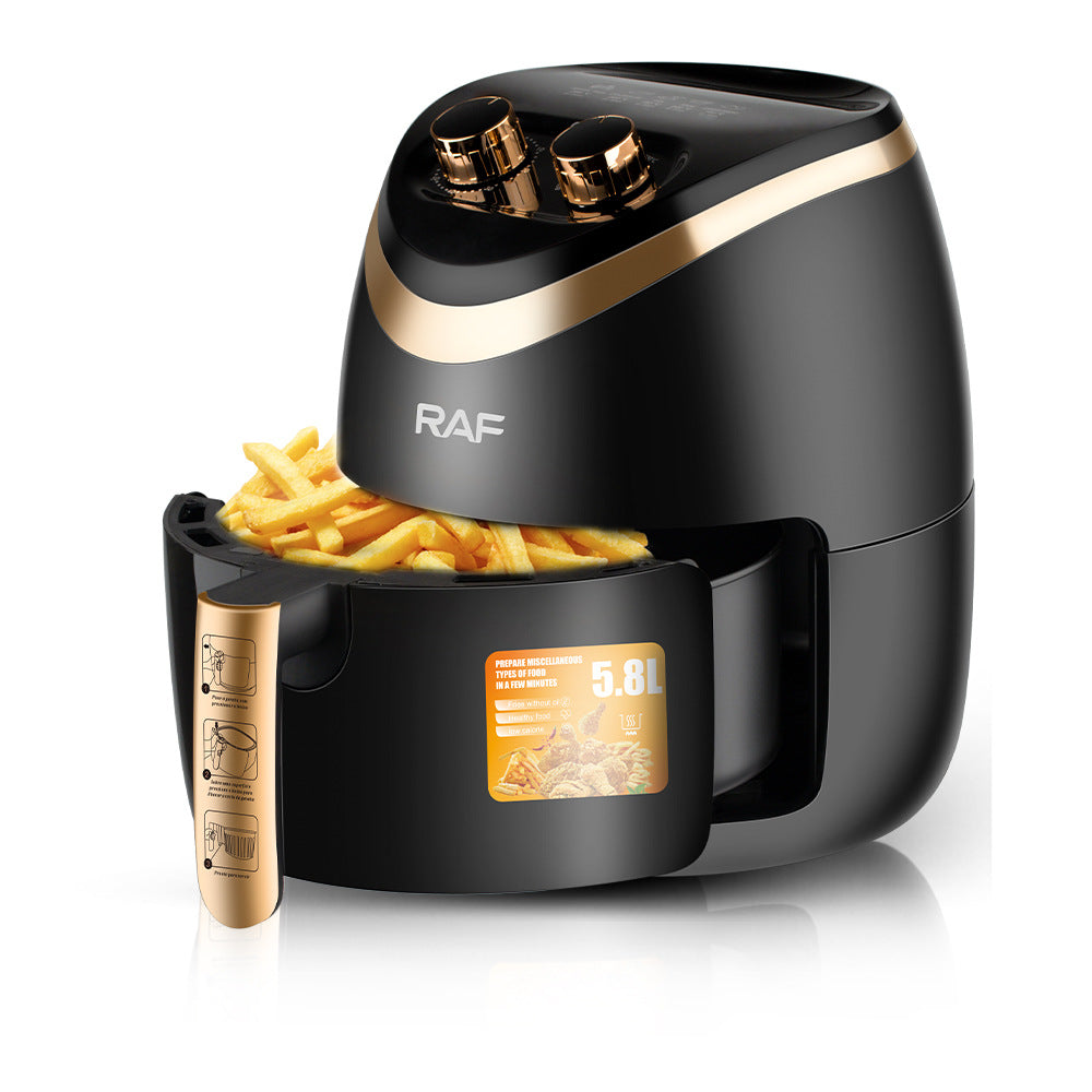 RAF European style air fryer for home use with large capacity Multifunctional Smart French Fries Fully Automatic Fryer 5.8L