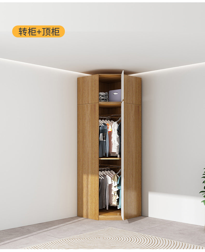 Natural Wood Color Cream Style Wardrobe with Flat Doors for Bedroom, Comes with Small Dressing Table, Freely Combinable Storage Cabinet
