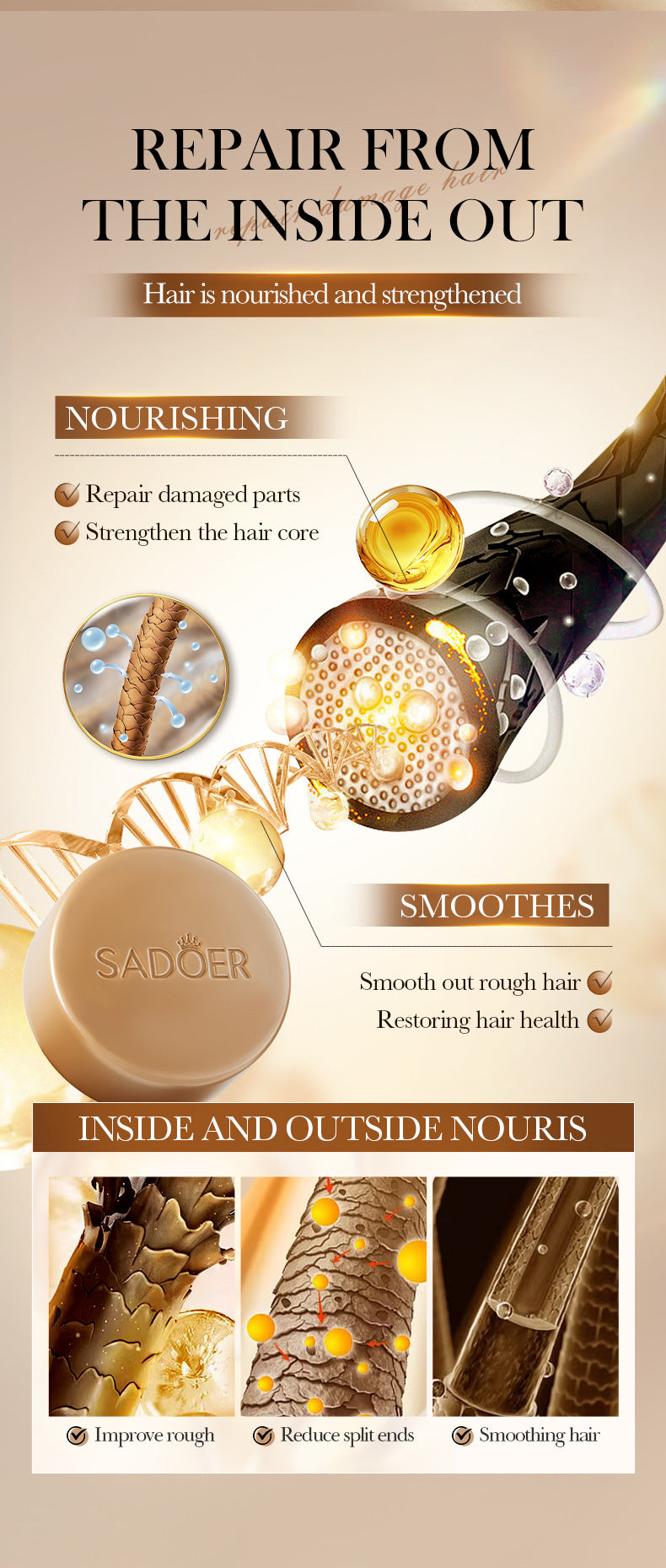 Batahana Hair Soap100g SADOER Deep Cleansing Hair Shampoo Cross-Border Foreign Trade Wholesale