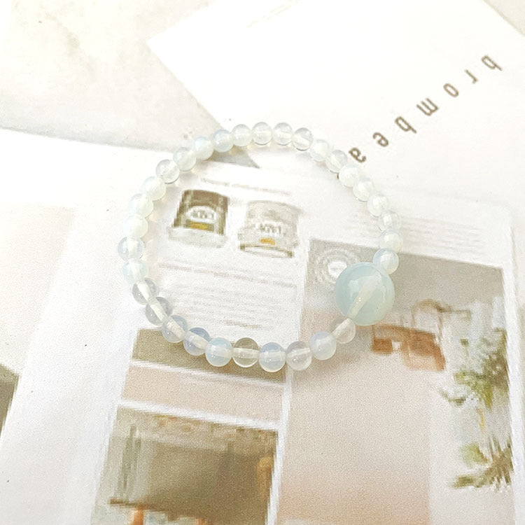 Men's White Turquoise Bracelet6mm Natural Stone Beads Volcanic Stone Bracelet Fake Protein Tiger Eye Frosted Beaded Bracelet