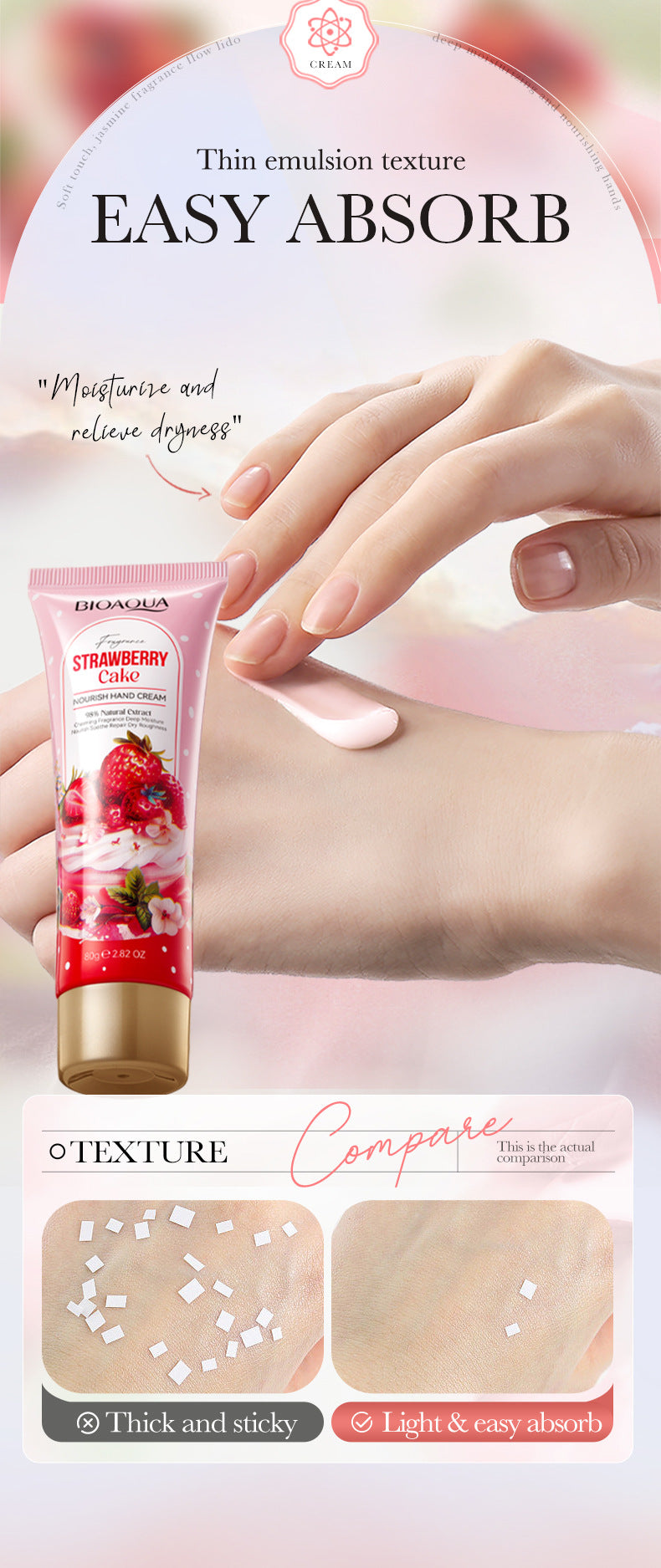 Full English Strawberry Cake Nourishing Hand Cream BIOAOUA Autumn and winter moisturizing hand cream  foreign trade wholesale