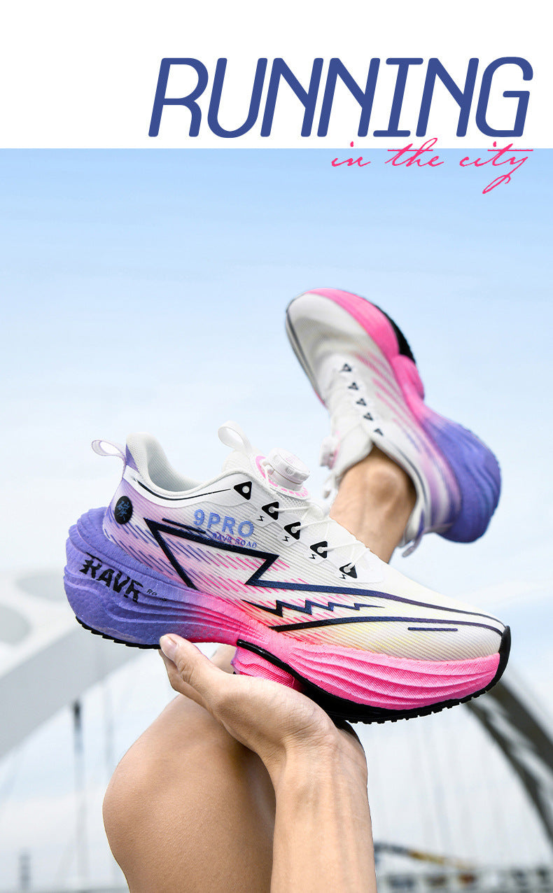 2025Autumn Winter Casual Fashion Double Mesh Knob Buckle Sneakers Super High Elastic Soft Sole Carbon Plate Anti-Slip Running Shoes