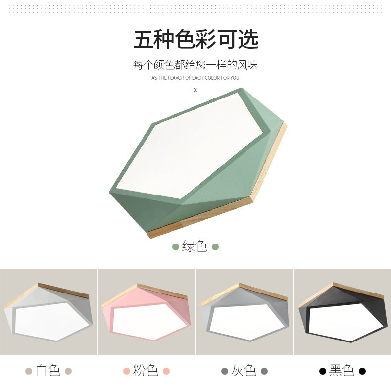 Creative Geometric Ceiling Light led Bedroom Lamp Nordic Creative Boys Girls Children's Room Lamp Iron Art Living Room Lamp