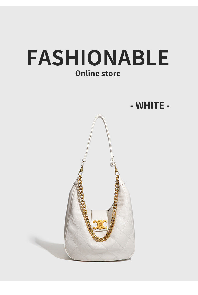 Niche Retro Underarm Bag for Women New Genuine Leather Autumn Winter Fashion Arc de Triomphe Cowhide Bucket Bag Versatile Crossbody Bag