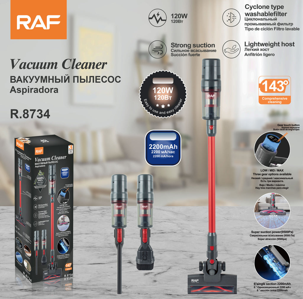 RAF EU Standard Corded Vacuum Cleaner for Home Use, Handheld High Power Car Vacuum, Portable 3-in-1 R8734