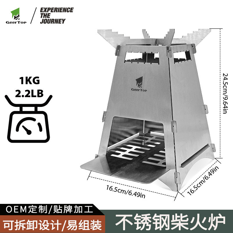 Outdoor Firewood Stove Portable Rocket Stove Foldable Firewood Stove Camping Picnic Barbecue Stove Picnic Heating Stove