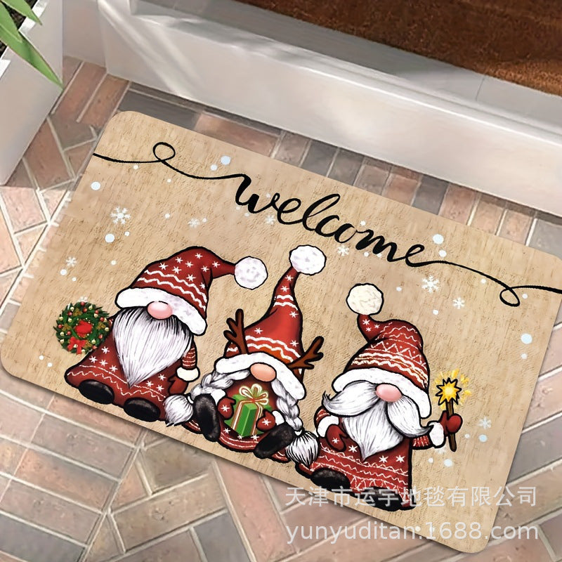Christmas Flannel Doormat Holiday Decoration Entrance Mat Bathroom Water Absorbent Non-Slip Mat Customizable