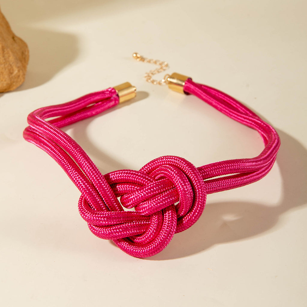 European and American Style Unique Knot Design Statement Necklace Drawstring Snake Chain Clavicle Chain Women's Simple Pendant Jewelry