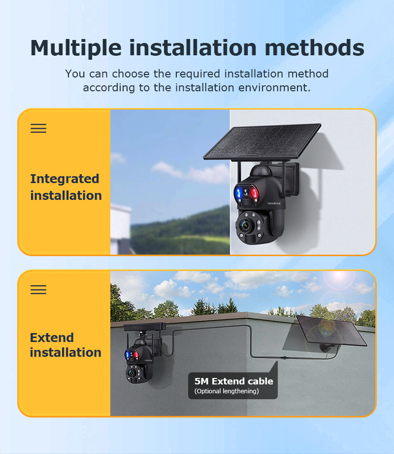 Outdoor36Zoom600Ultra HD Dual Screen Solar Camera Metal Heat Dissipation Night Vision Waterproof Dome Camera