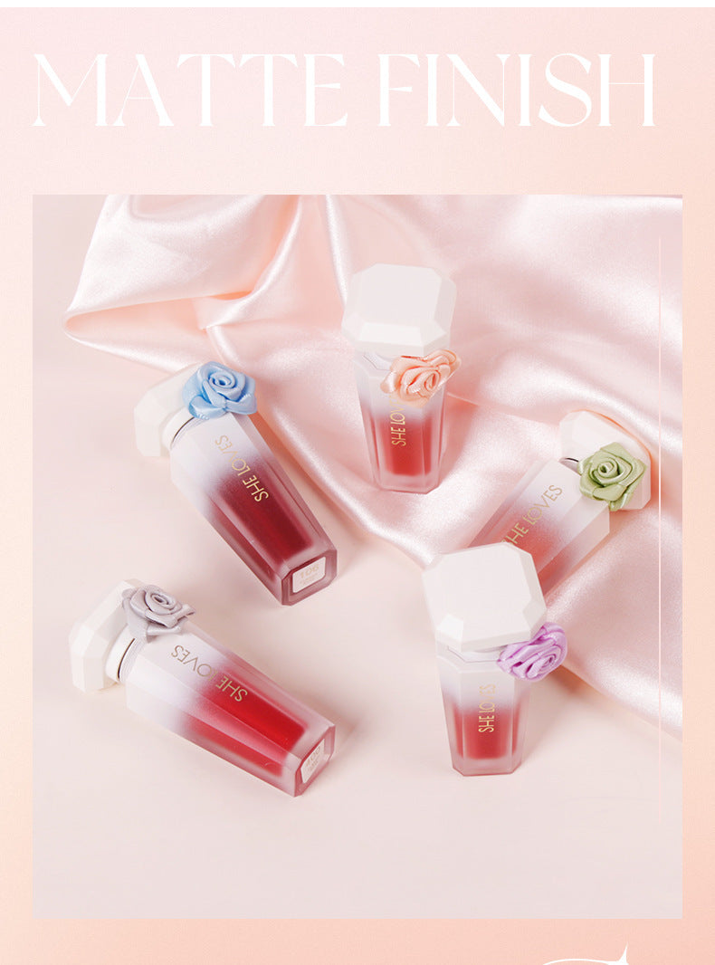Europe and America SHELOVES Rose Matte Lip Glaze Long-lasting Non-stick Cup Non-fading Genuine Lip Gloss Makeup Wholesale
