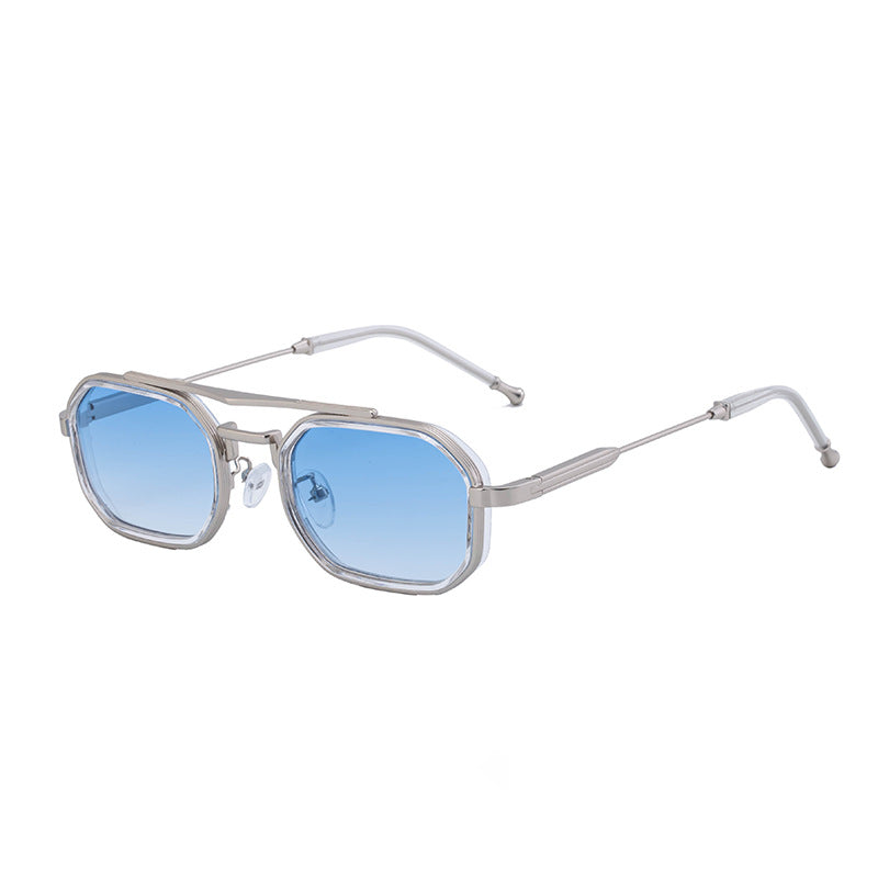 2025New Small Frame Glasses Men Double Beam retro Sunglasses Men's High Sense Full Frame Sunscreen Sunglasses shades
