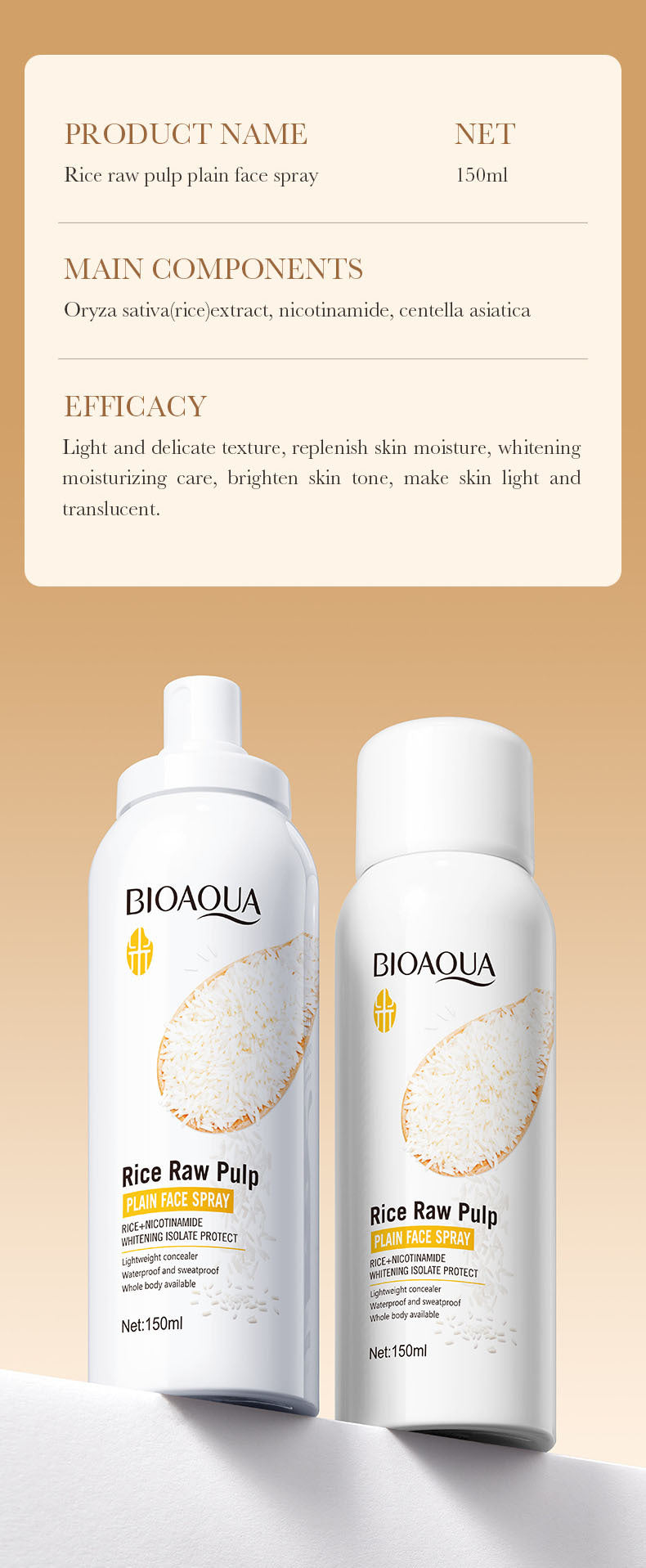 Full English Rice Skincare Set BIOAOUA Rice Puree Series Six-Piece Set Box  Wholesale