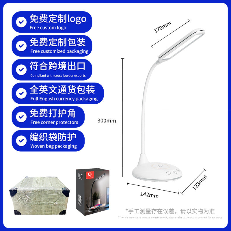ledDeskLamp Study Bright Enough Foldable Touch15W Wireless Charging Bedroom Bedside Reading Lamp