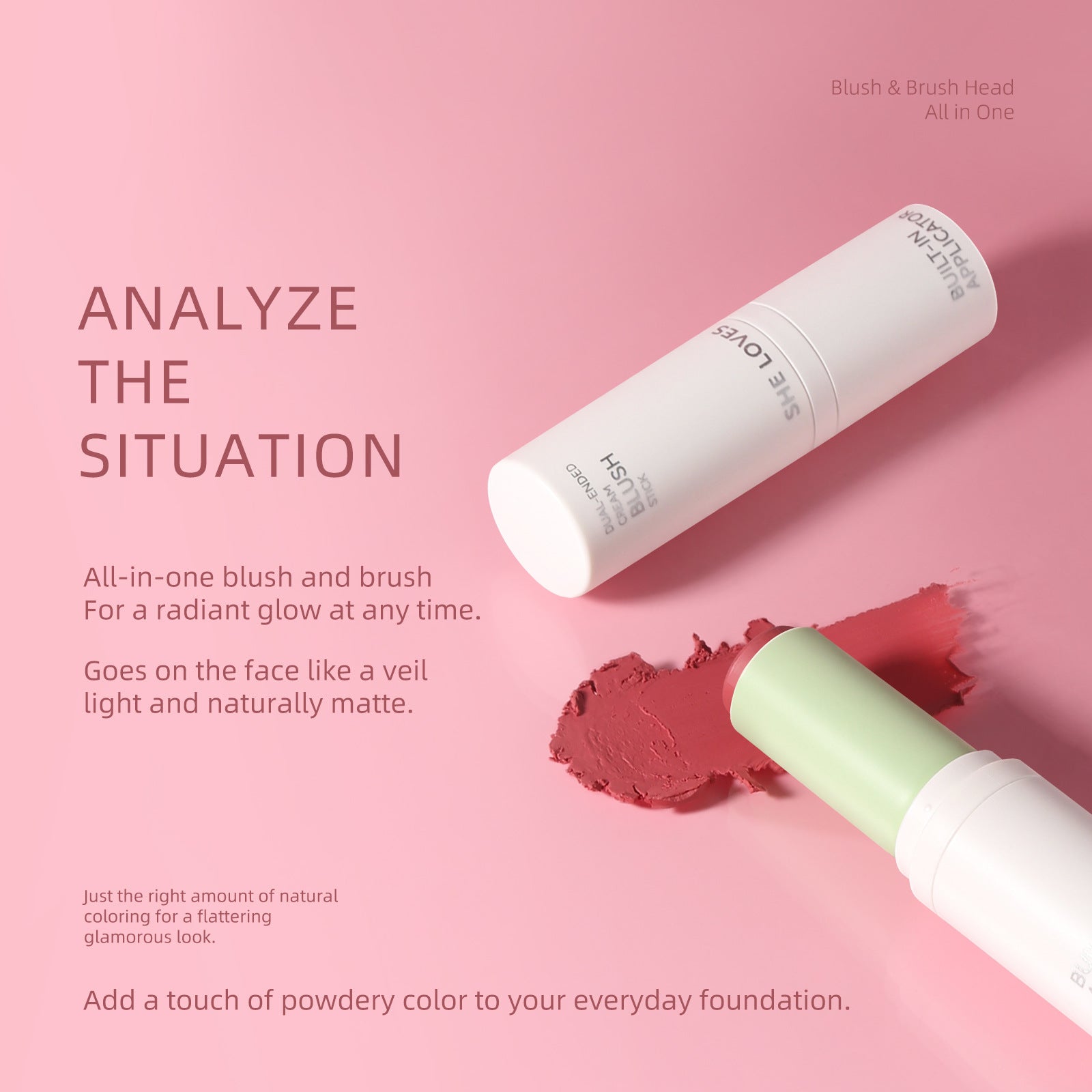 New Product sheloves Blush Stick Long-lasting Natural Color Cream Rouge Low Saturation Expanding Color Makeup