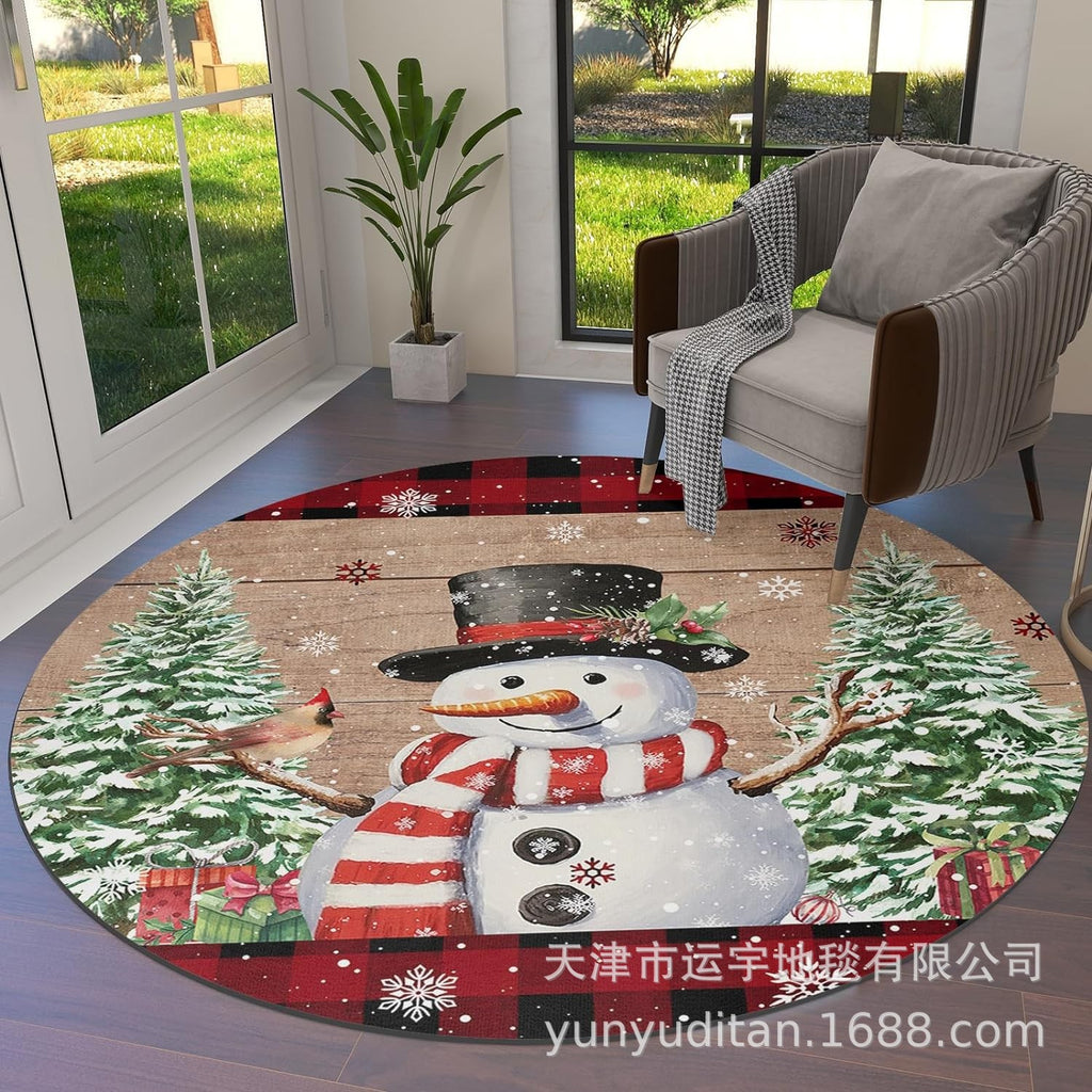 Christmas Carpet Round Living Room Mat Christmas Decoration Atmosphere Mat Christmas Tree Mat Labeling and Shipping