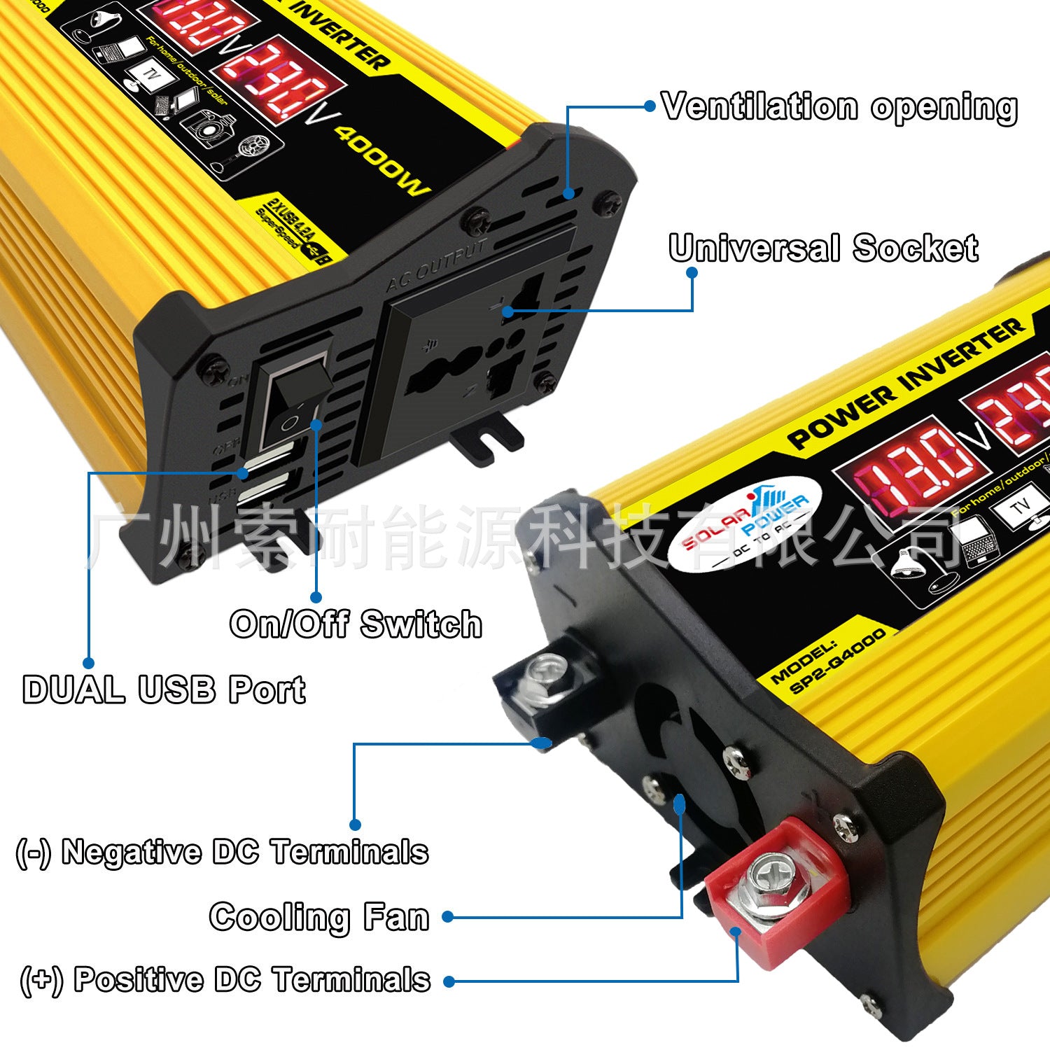Car Converter Car Small Appliance Inverter300W Dc12V Transfer Communication110V/220V Double USB Mouth