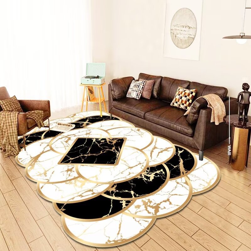 Crystal Velvet Carpet Full Coverage Living Room Non-Slip Coffee Table Rug Chinese Classical Home Bedroom Bedside Rug One Piece Dropshipping