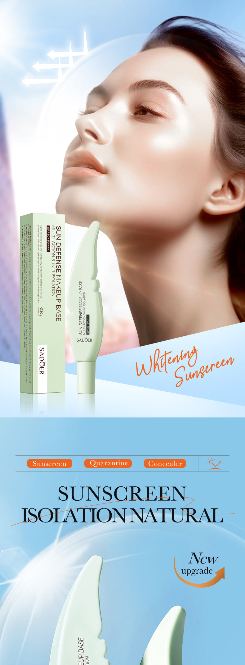 Cross-border Sunscreen30g SPF30+Sunscreen Isolation Cream UV Protection Concealer Sunscreen Cream Wholesale from Foreign Trade Manufacturer