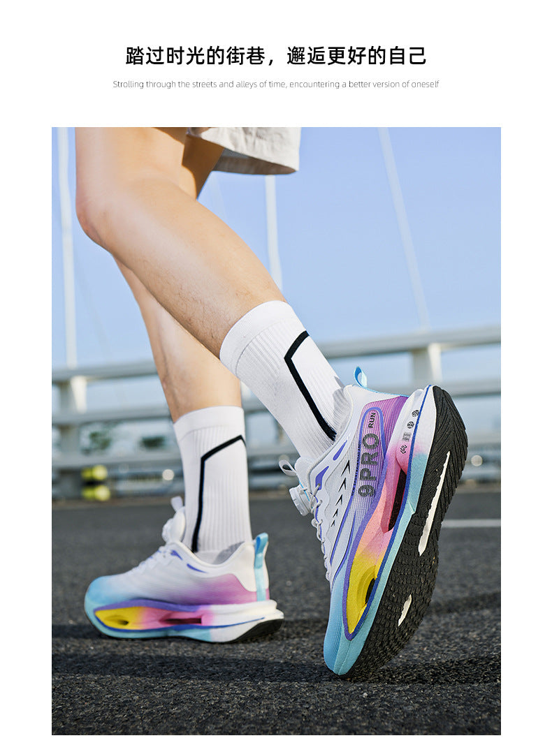 Autumn Winter New Double Mesh Thickened Knob Buckle Parent-Child Sports Shoes Real Explosive Carbon Plate Soft Sole Couple Running Shoes