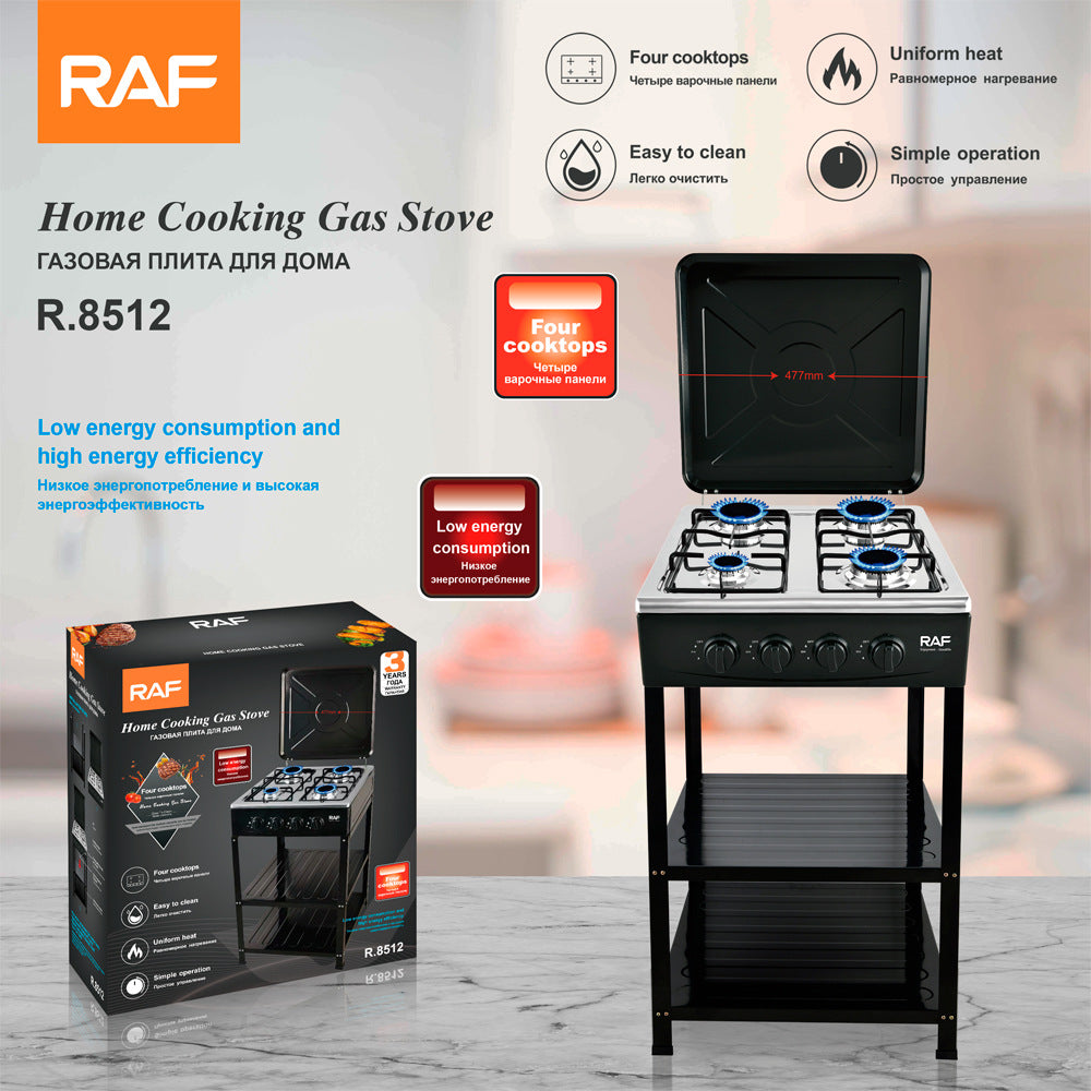 RAF European Standard Full Cover Low Energy Liquefied Gas Tabletop Flameout Protection Glass Rotating Fire Gas Four Burner Panel