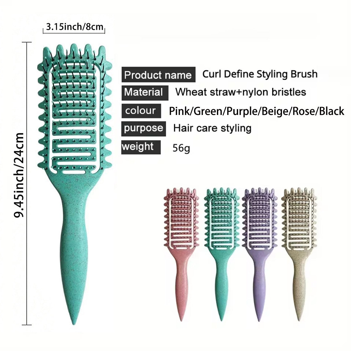 Bounce Curl Defining Styling Comb Hair Styling Anti-Frizz No Tangles Curl DefineStylingBrush