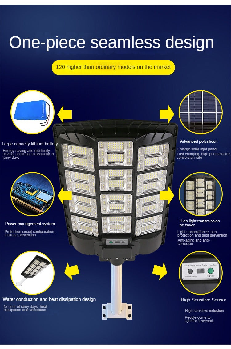 Outdoor Waterproof And Rainproof Solar 600W 1000W 120W Human Body Sensing Mode Light Control Mode Led Street Light
