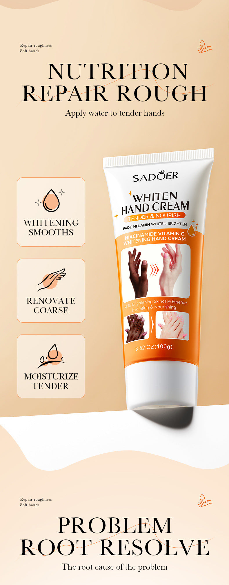 Full English Whitening Hand Cream100gSADOER Hydrating and Moisturizing Anti-Cracking Autumn and Winter Hand Cream  Wholesale