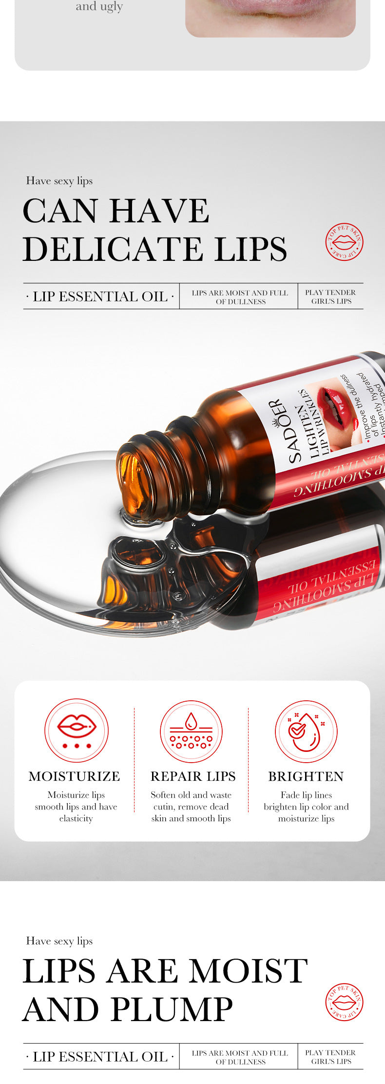 Full English Lip Care Essence Oil10ml SADOER Tender, smooth, moisturizing essential oil  wholesale