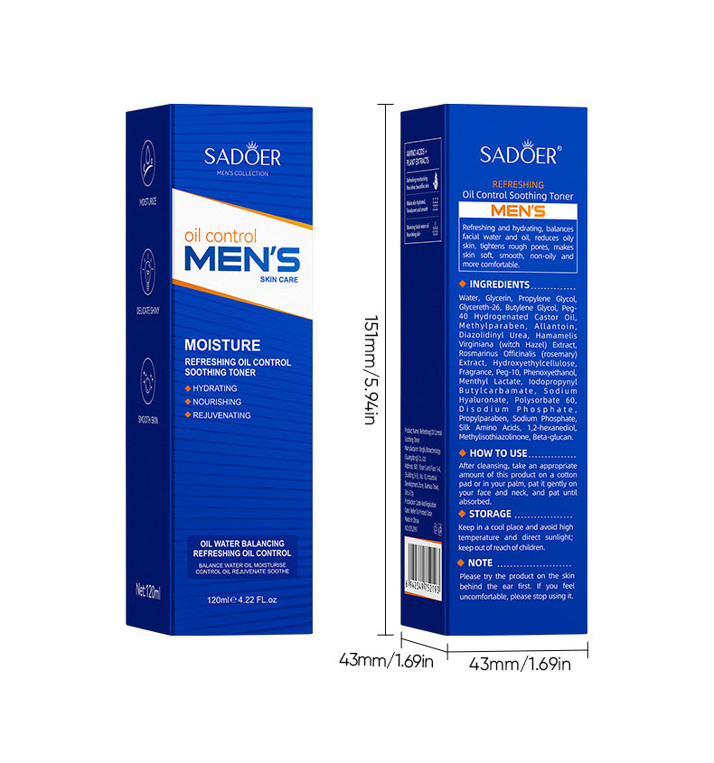 Cross-border toner120ml Men's Refreshing Oil Control Hydrating Moisturizing Water Cross-Border Wholesale