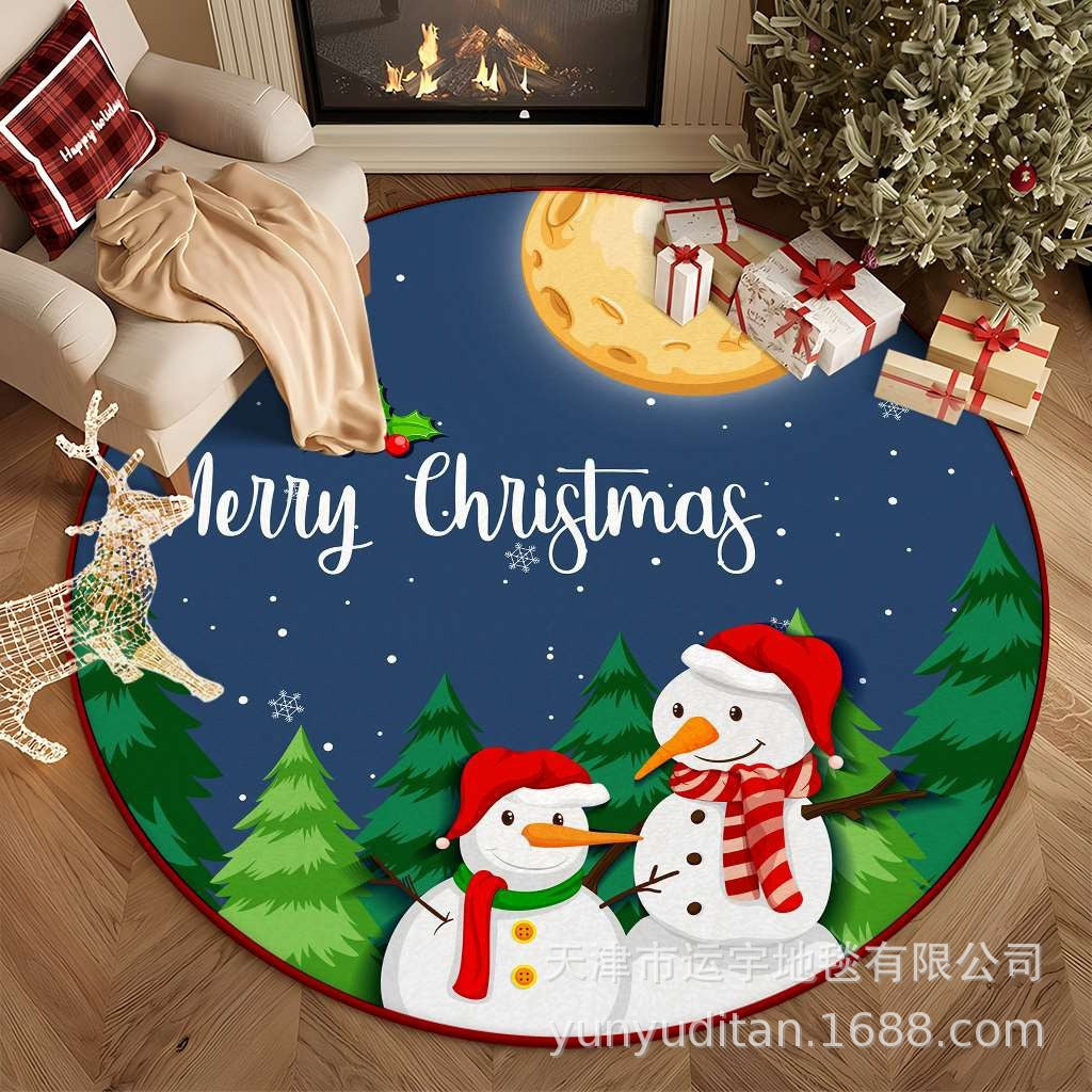 Christmas Carpet Round Living Room Mat Christmas Decoration Atmosphere Mat Christmas Tree Mat Labeling and Shipping