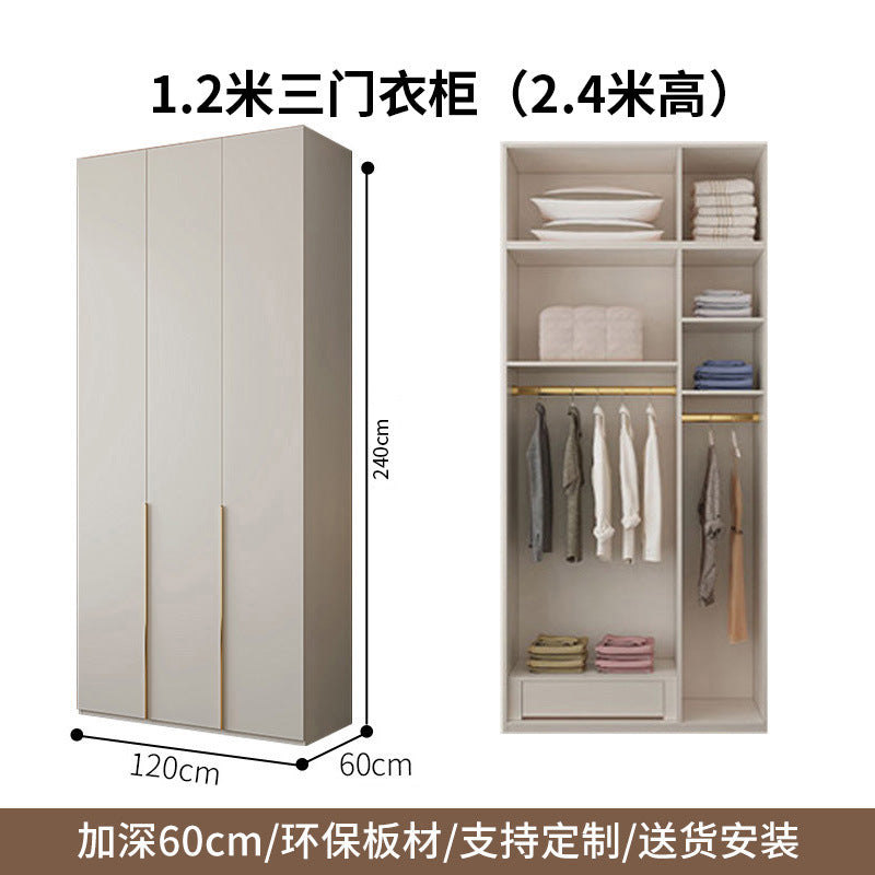 Custom Solid Wood Wardrobe for Home Bedroom Modern Simple Cream Style Hot-Selling Storage Cabinet One-Door to Ceiling Large Wardrobe