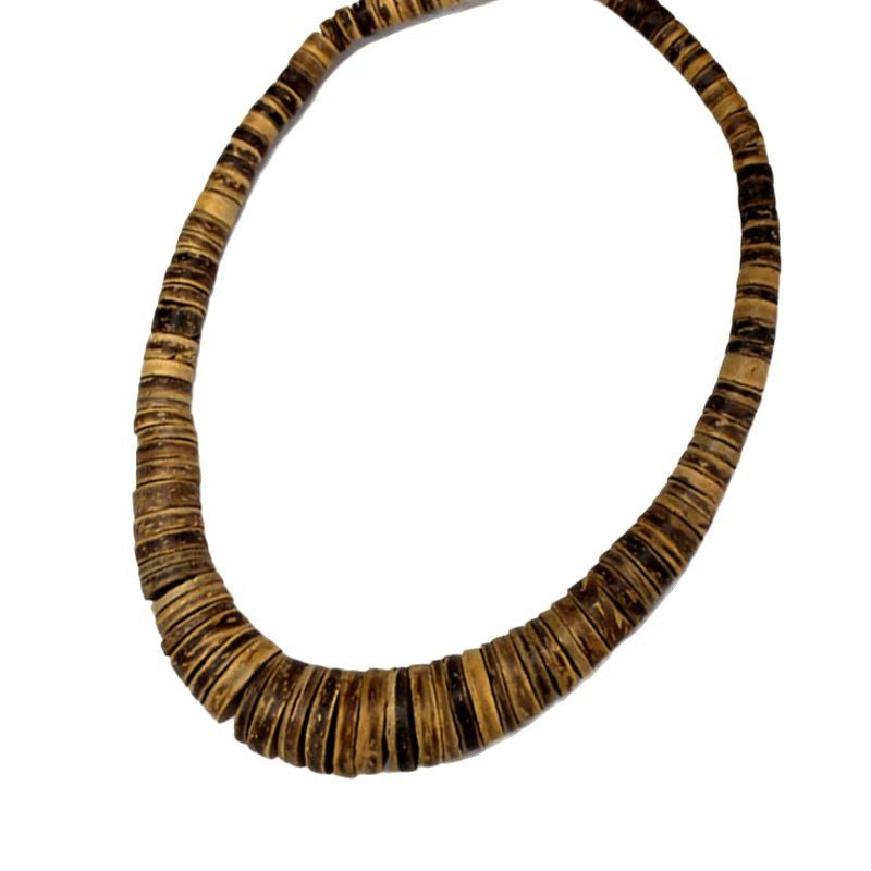 Hot Selling Coconut Shell Wooden Bead Necklace Turquoise Beaded Men's Versatile Accessory Niche Bohemian Collarbone Chain