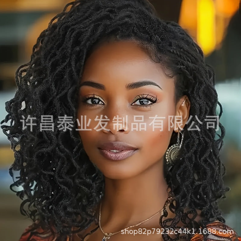 Cross-border Synthetic Hair Wigs European and American Style Small Curls Afro Braid Wig African Dirty Braids Crochet Hair Extensions Full lace Headgear