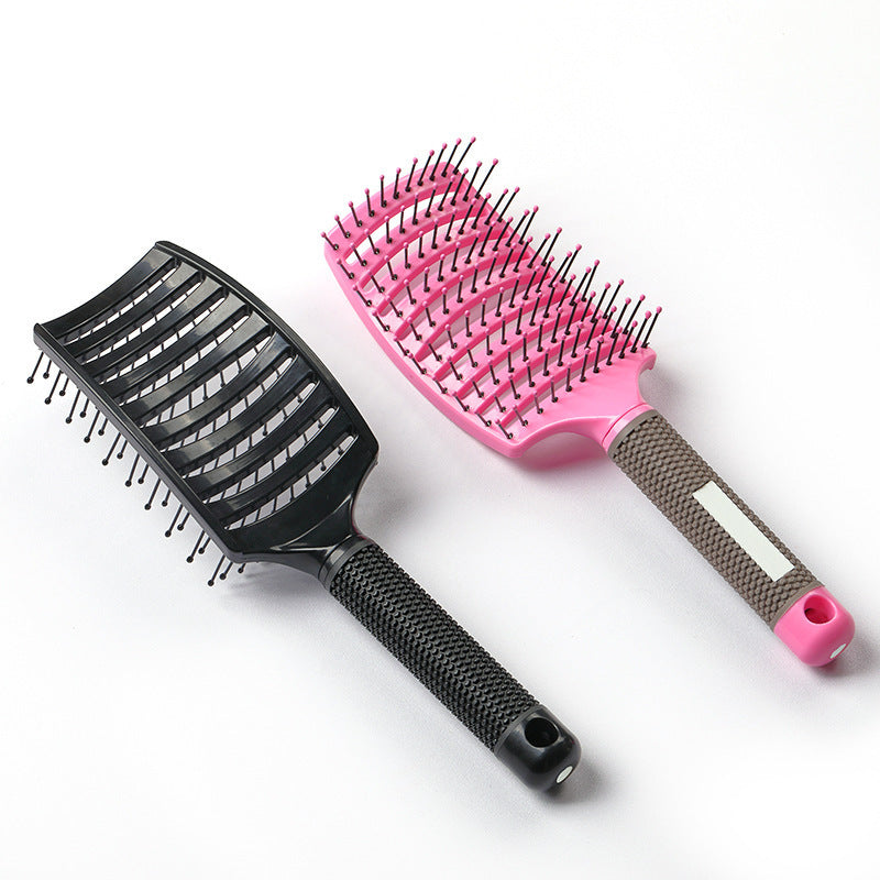 Large Curved Comb, Ribbed Hair Comb, Boar Bristle Curved Massage Comb, Nine-Row Comb, Styling Curling and Smoothing Comb, Cross-Border